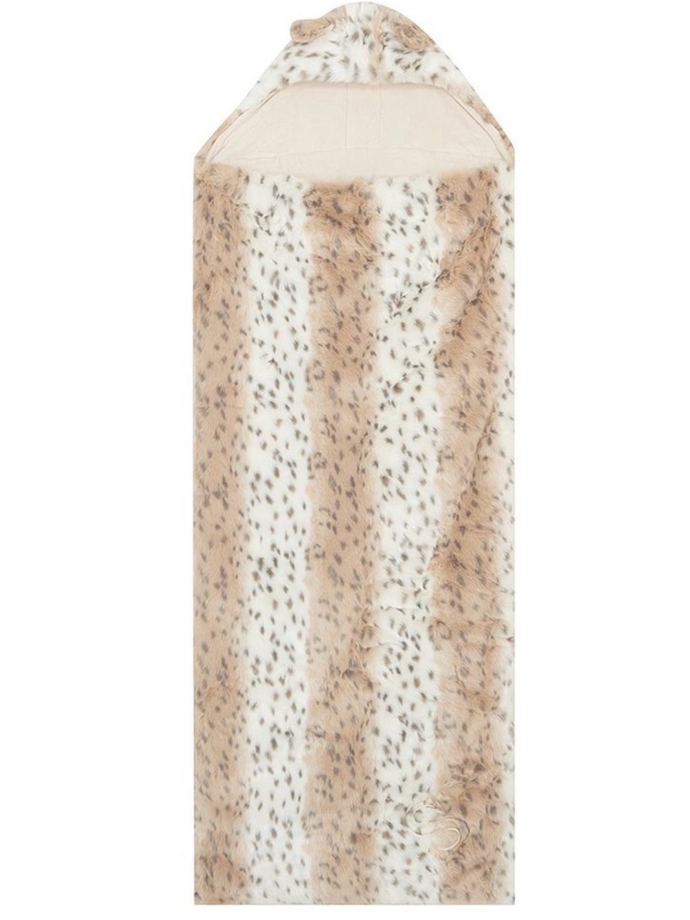 Vtg Pottery Barn Teen Faux Fur Sleeping Bag W/ Hood, Snow Leopard retired HTF